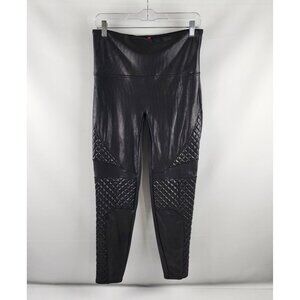 Spanx Pants Womens XL Black Quilted Faux Leather Moto Leggings (30x27) 20248R